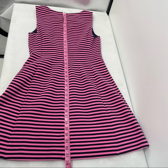 Lilly Pulitzer Brielle Hotty Pink Ottoman Stripe Stretch Fit Flare Dress Size M - Picture 7 of 10